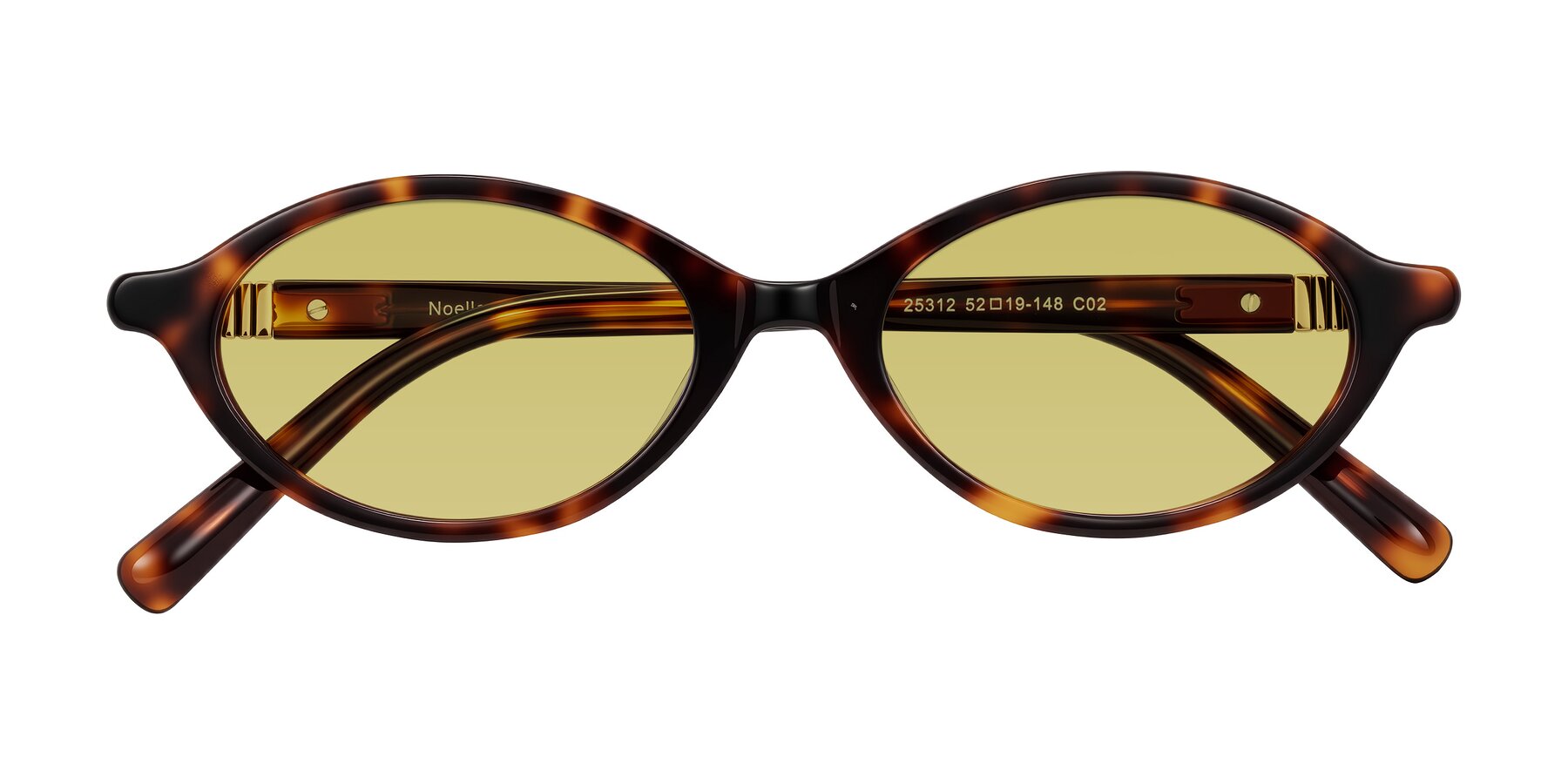Folded Front of Noelle in Tortoise with Medium Champagne Tinted Lenses