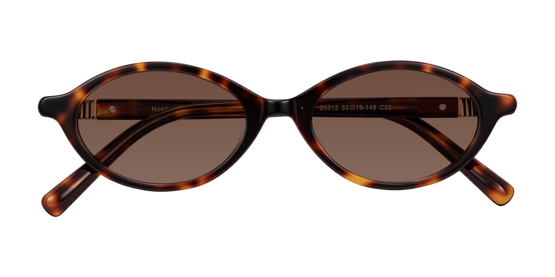 Folded Front of Noelle in Tortoise with Brown Tinted Lenses
