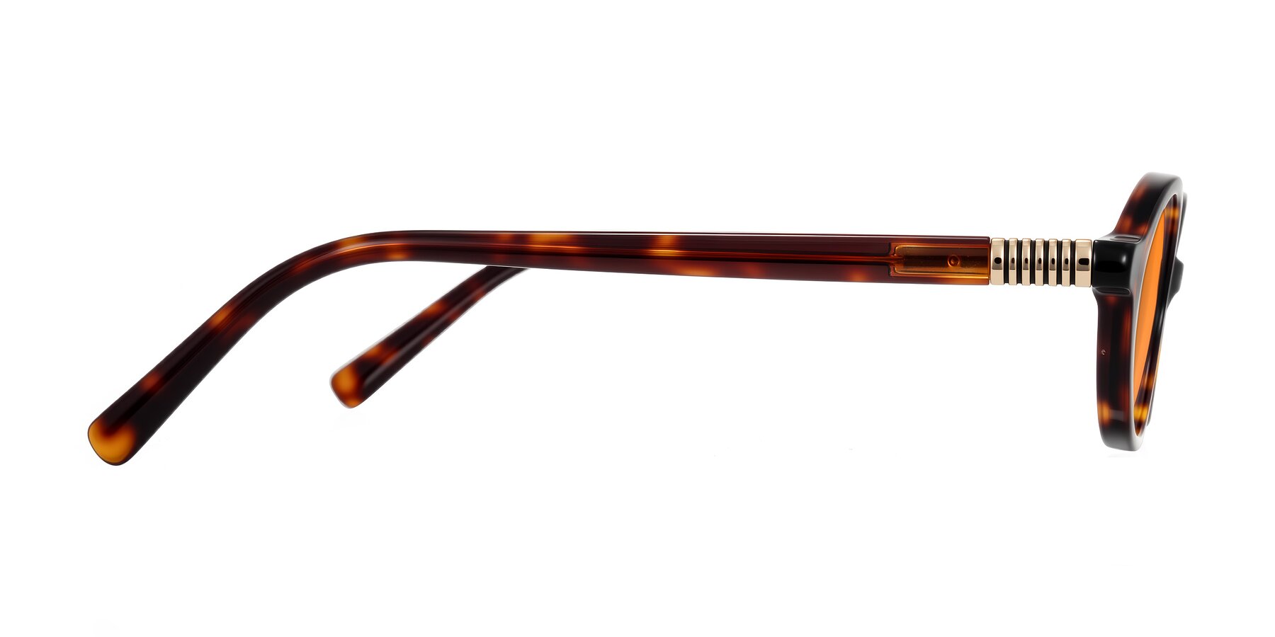 Side of Noelle in Tortoise with Orange Tinted Lenses