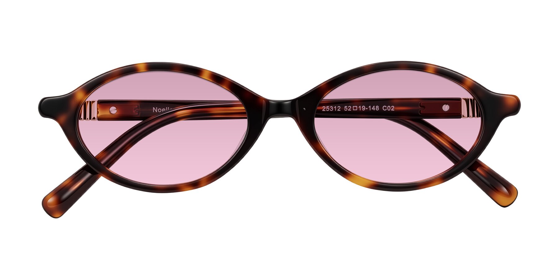 Folded Front of Noelle in Tortoise with Light Wine Tinted Lenses