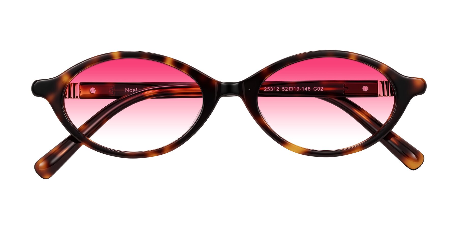 Folded Front of Noelle in Tortoise with Pink Gradient Lenses