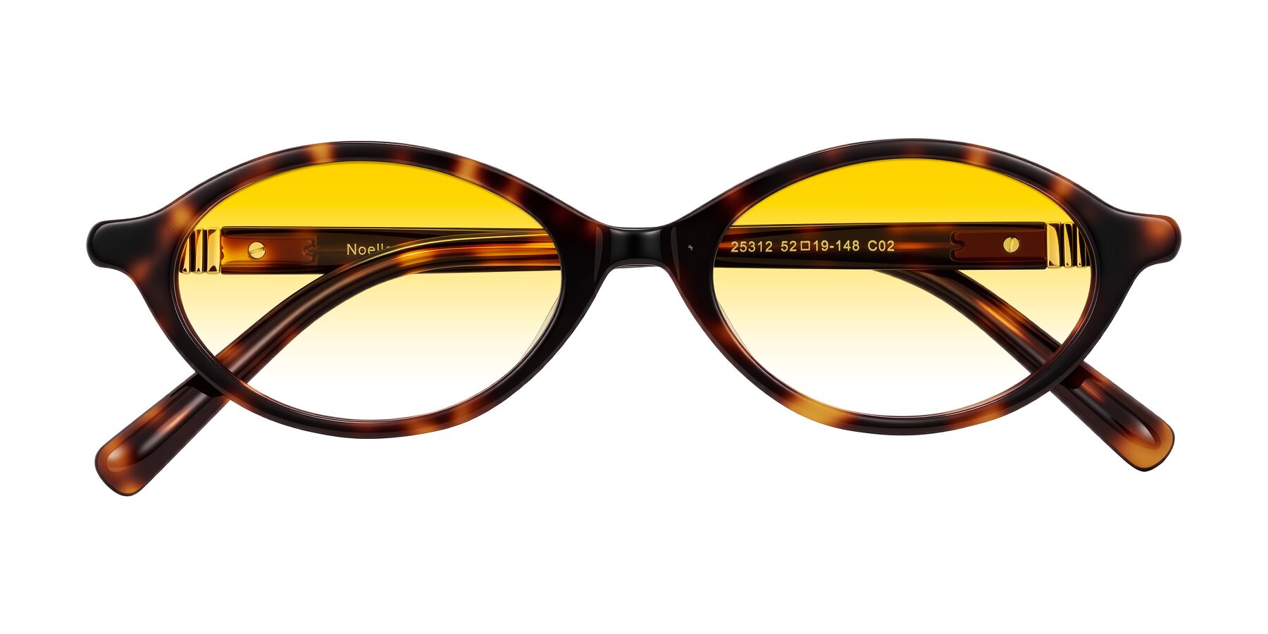Folded Front of Noelle in Tortoise with Yellow Gradient Lenses