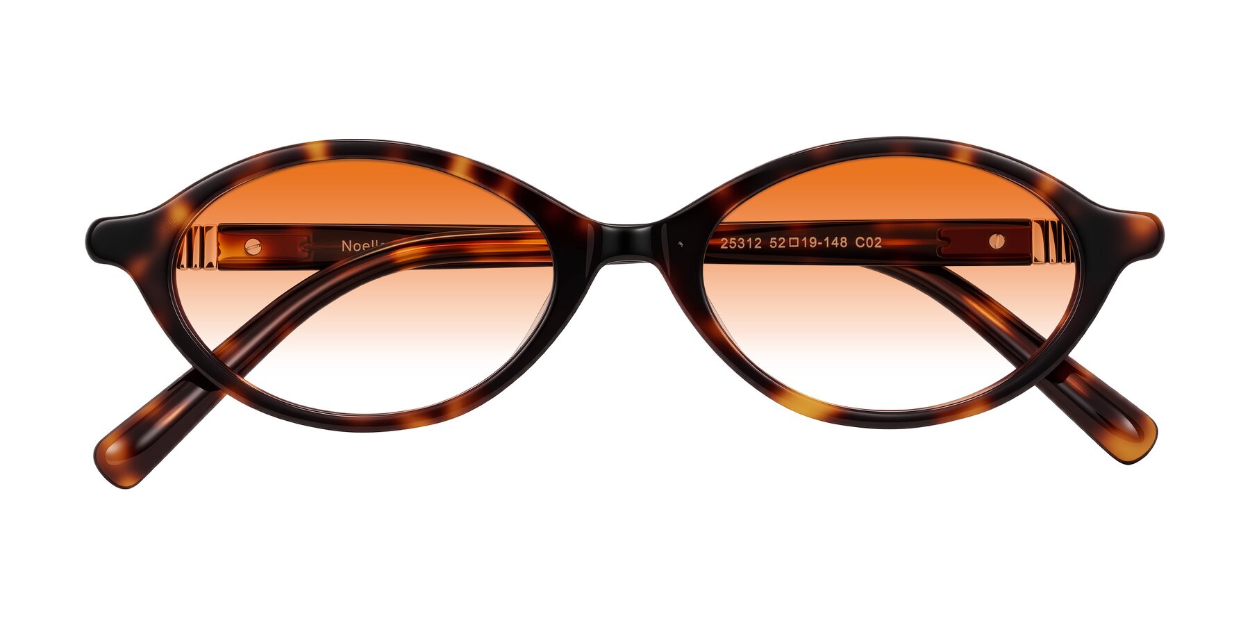 Folded Front of Noelle in Tortoise with Orange Gradient Lenses