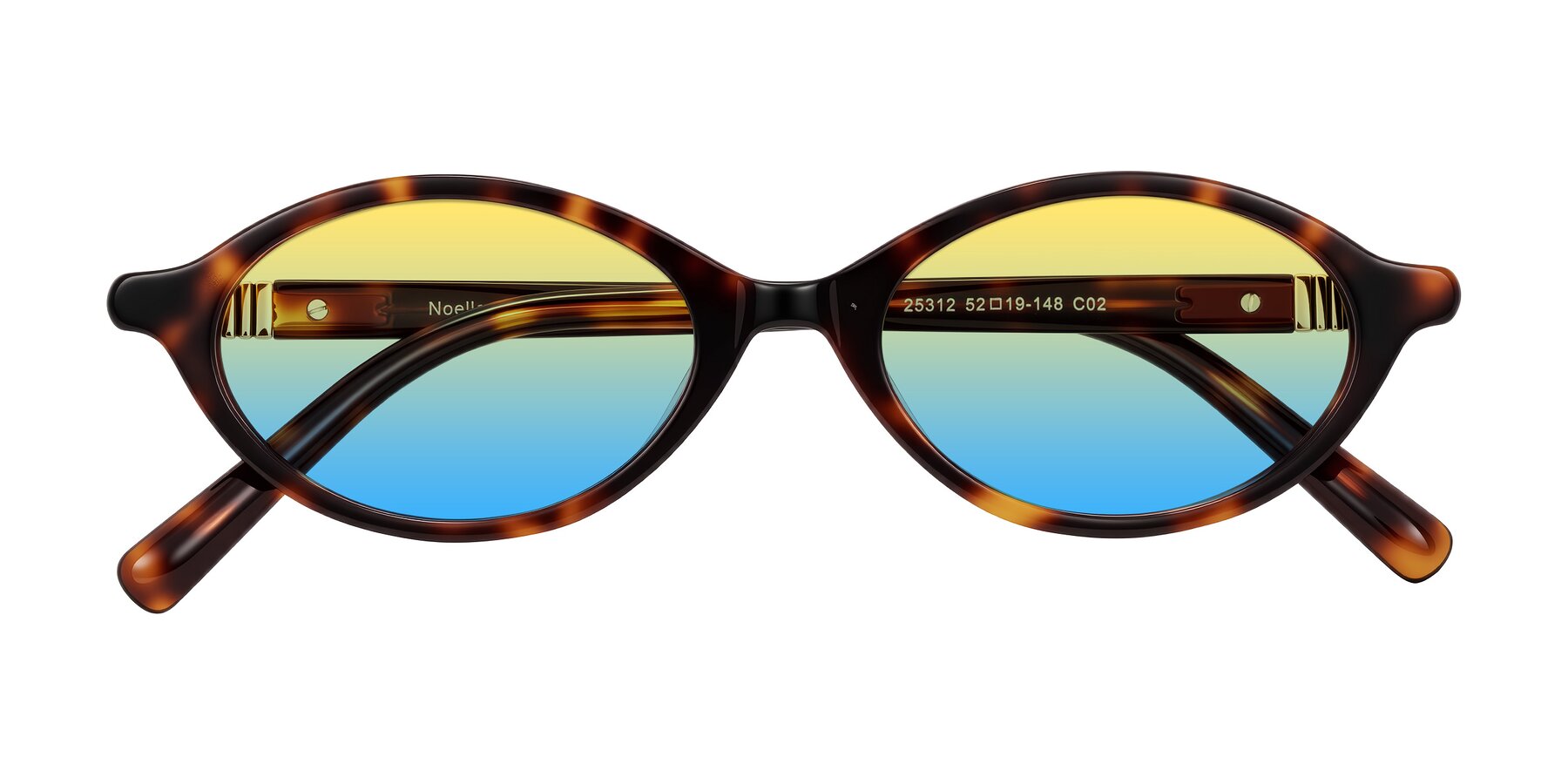 Folded Front of Noelle in Tortoise with Yellow / Blue Gradient Lenses