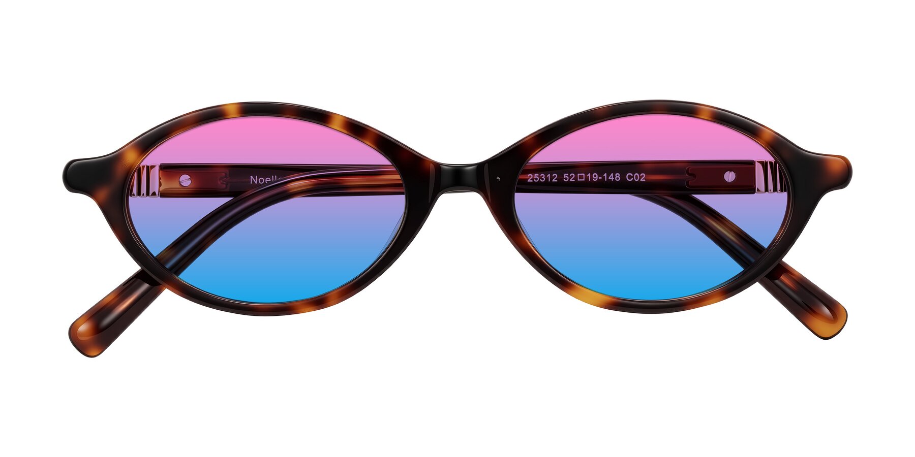 Folded Front of Noelle in Tortoise with Pink / Blue Gradient Lenses