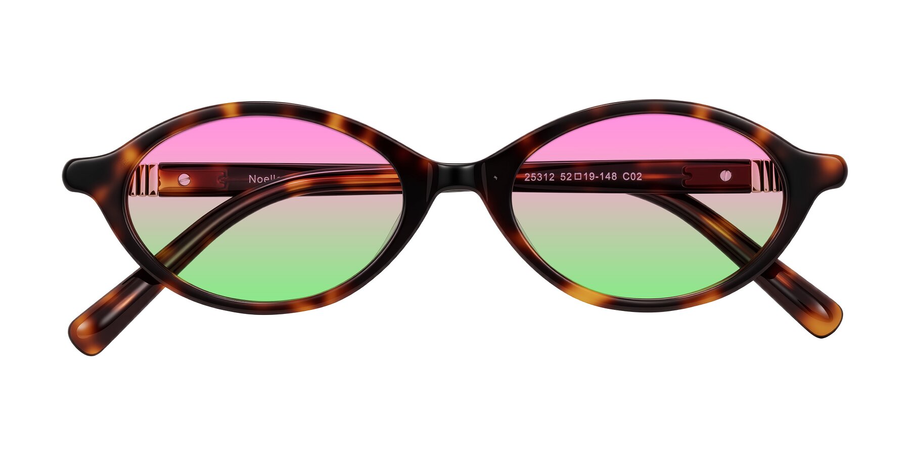 Folded Front of Noelle in Tortoise with Pink / Green Gradient Lenses