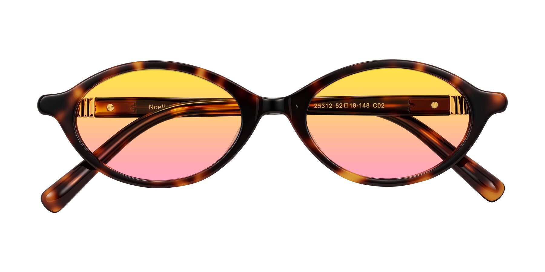 Folded Front of Noelle in Tortoise with Yellow / Pink Gradient Lenses