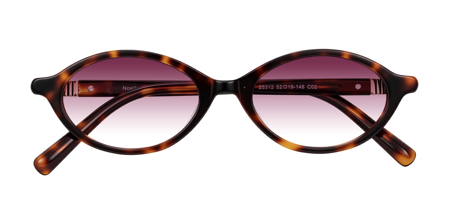 Folded Front of Noelle in Tortoise with Wine Gradient Lenses