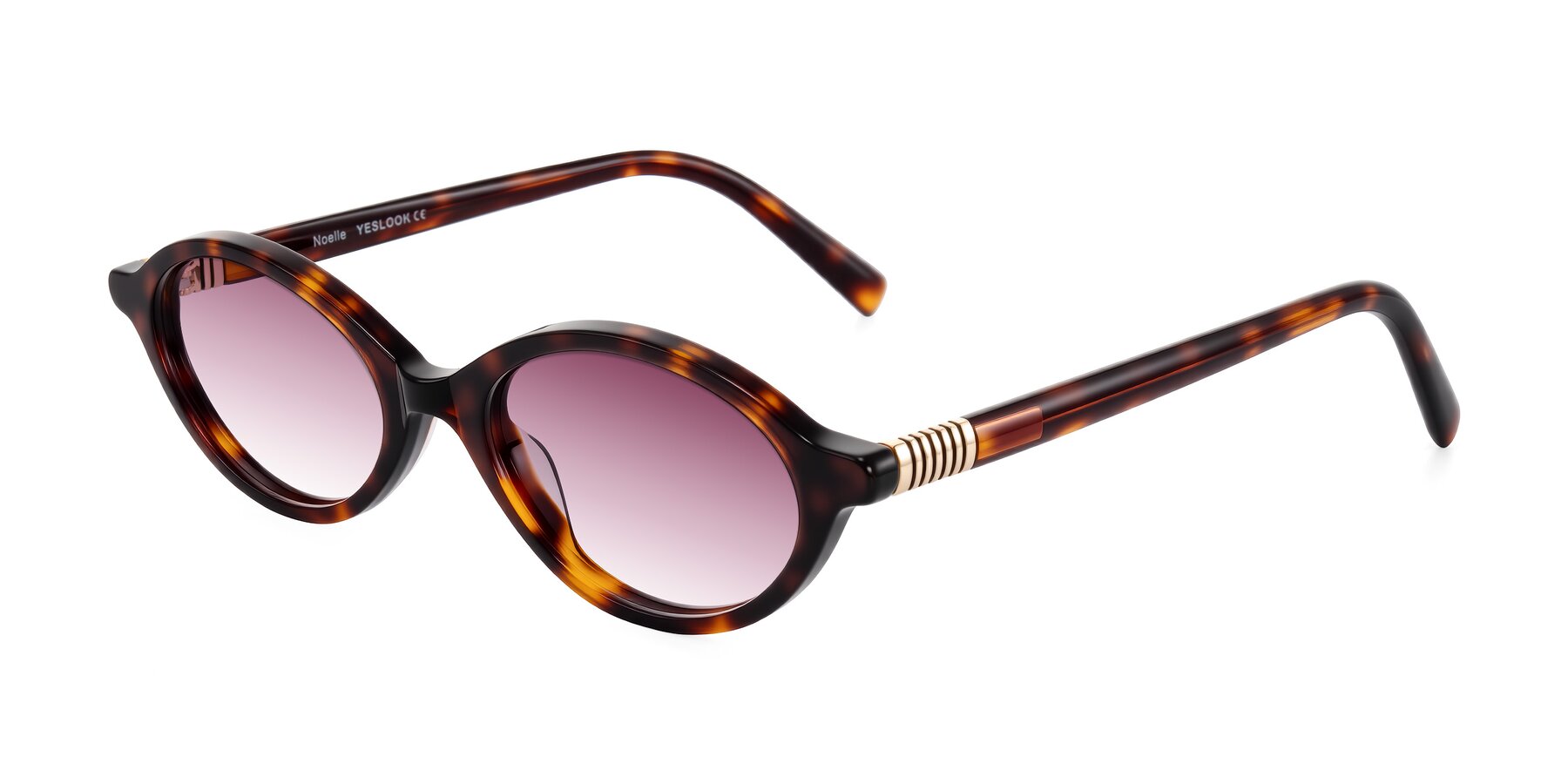 Angle of Noelle in Tortoise with Wine Gradient Lenses