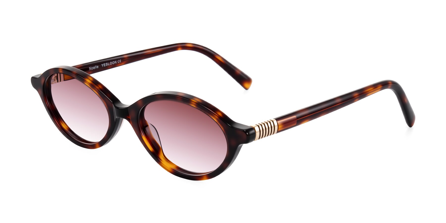 Angle of Noelle in Tortoise with Garnet Gradient Lenses