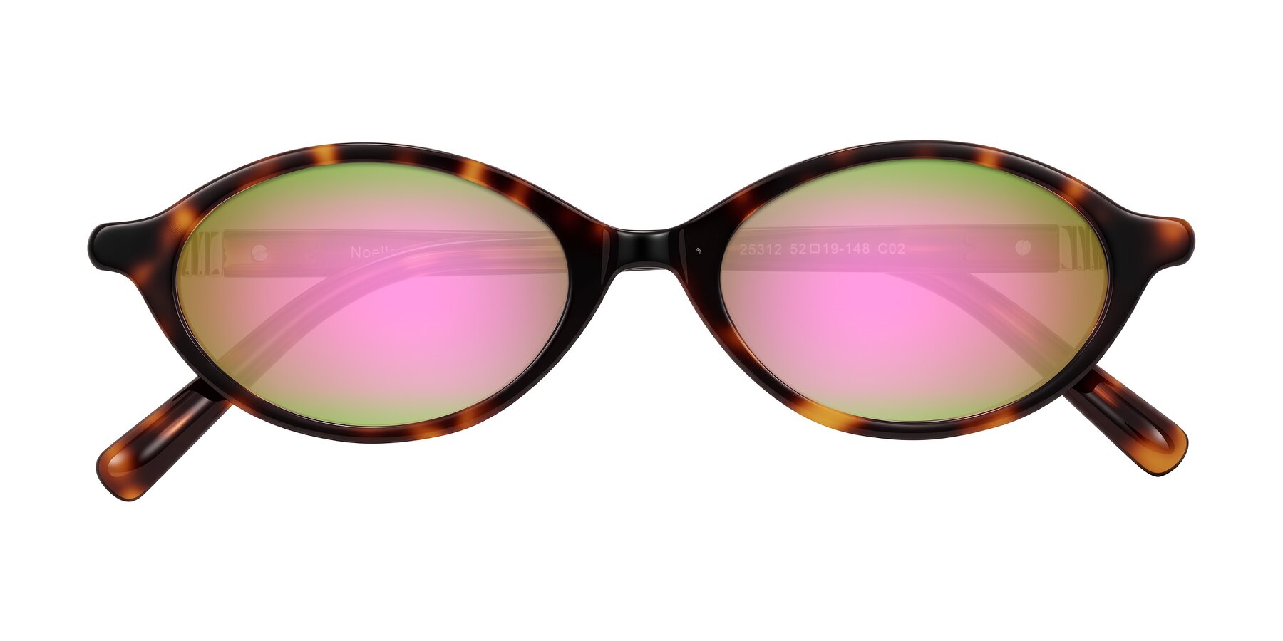 Folded Front of Noelle in Tortoise with Pink Mirrored Lenses