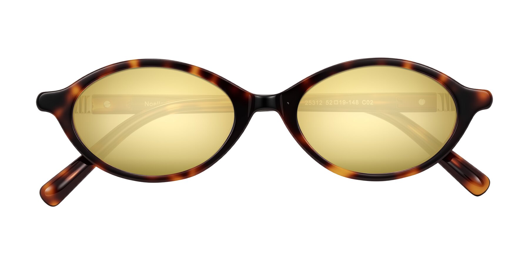 Folded Front of Noelle in Tortoise with Gold Mirrored Lenses