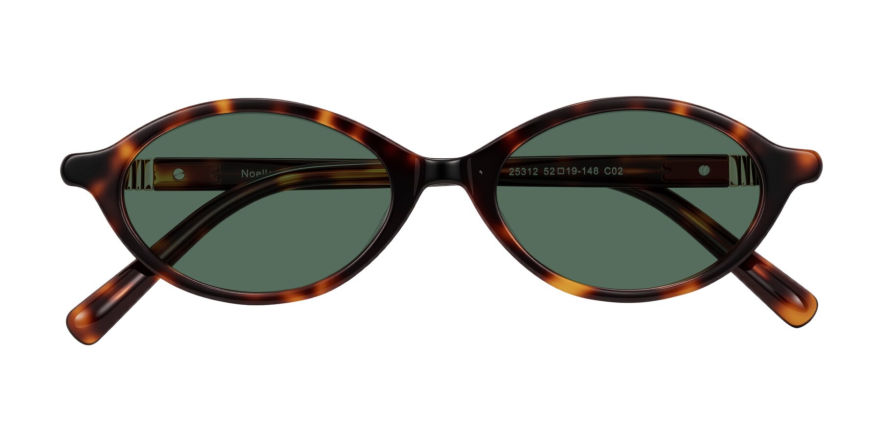 Folded Front of Noelle in Tortoise with Green Polarized Lenses