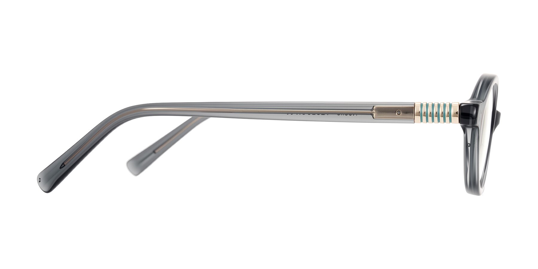 Side of Noelle in Transparent Gray with Clear Eyeglass Lenses