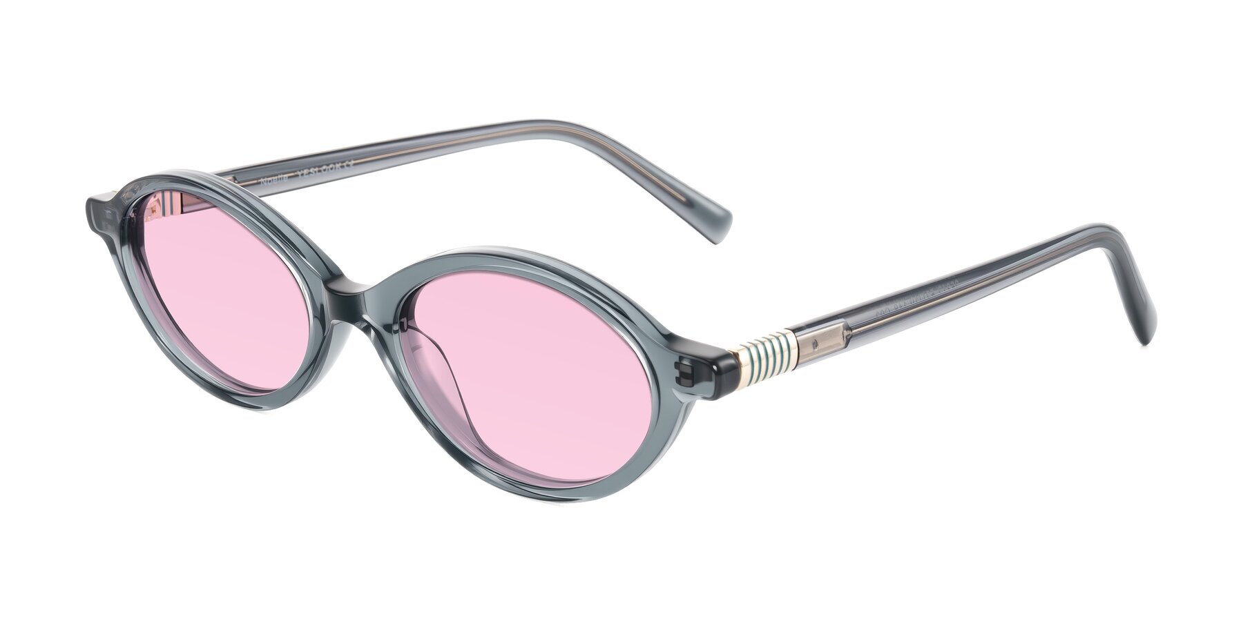 Angle of Noelle in Transparent Gray with Light Pink Tinted Lenses