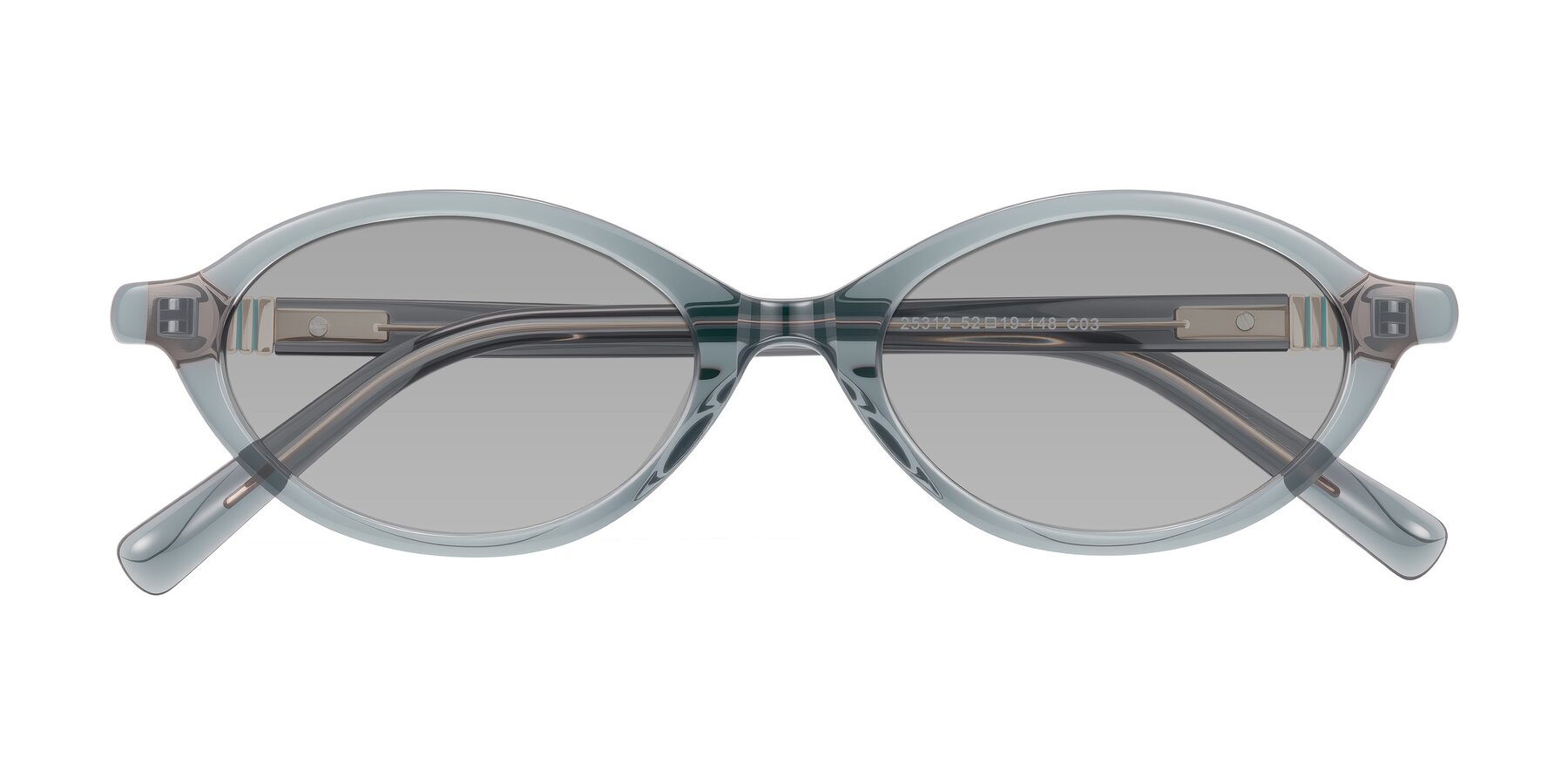 Folded Front of Noelle in Transparent Gray with Light Gray Tinted Lenses