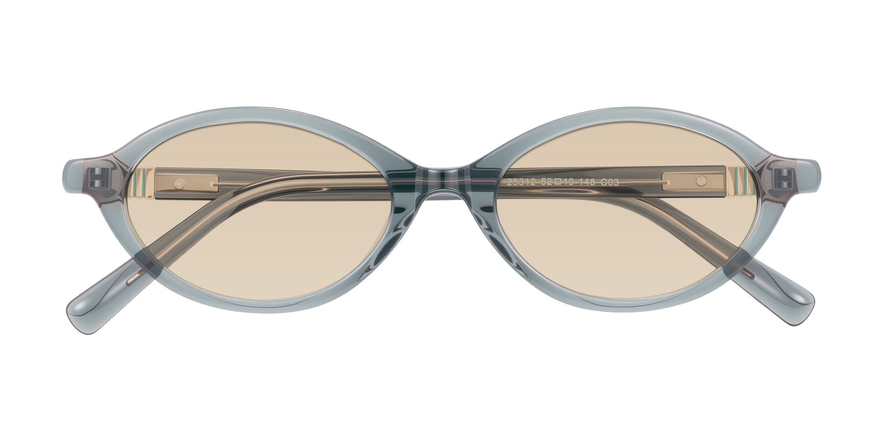 Folded Front of Noelle in Transparent Gray with Light Brown Tinted Lenses