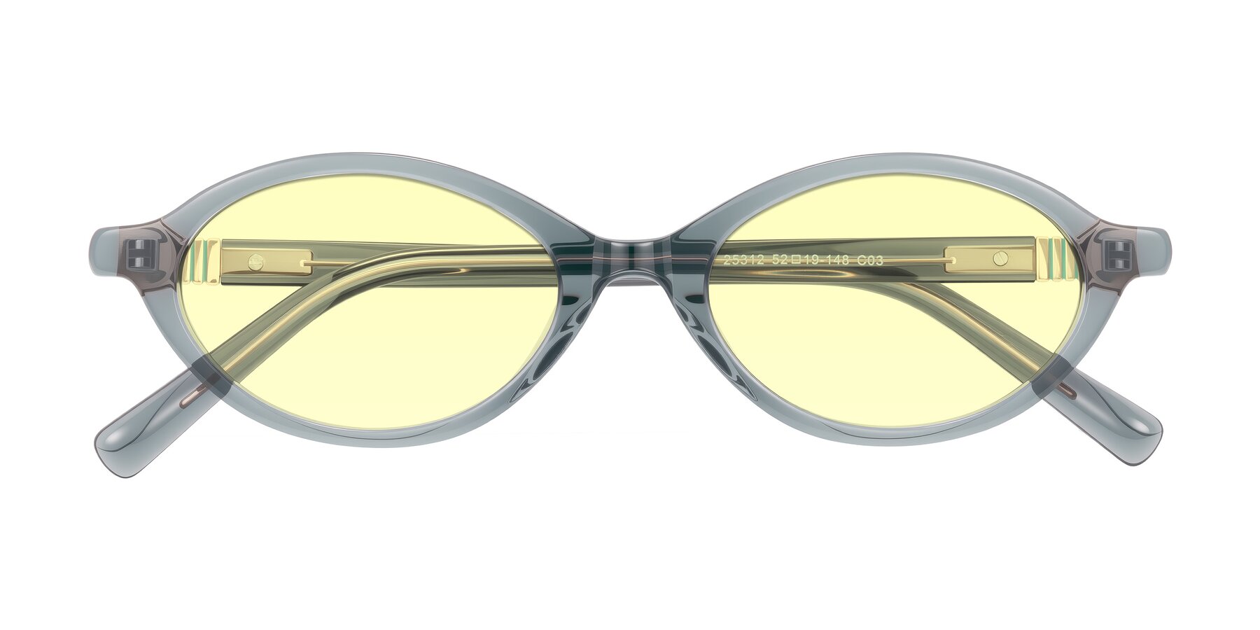 Folded Front of Noelle in Transparent Gray with Light Yellow Tinted Lenses