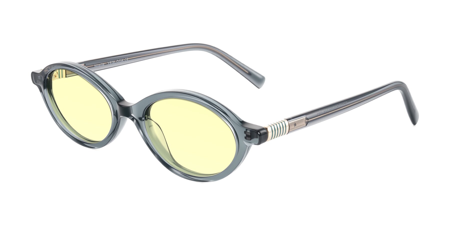 Angle of Noelle in Transparent Gray with Light Yellow Tinted Lenses