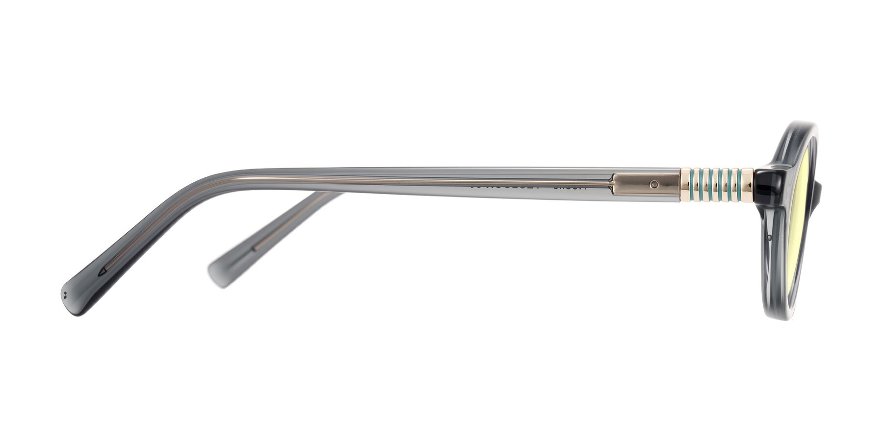 Side of Noelle in Transparent Gray with Light Yellow Tinted Lenses