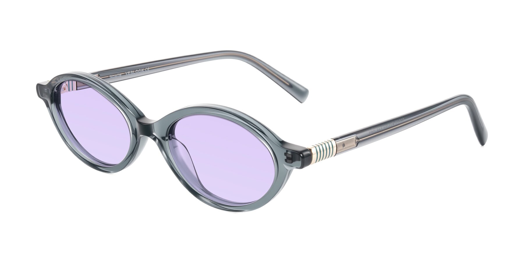 Angle of Noelle in Transparent Gray with Light Purple Tinted Lenses