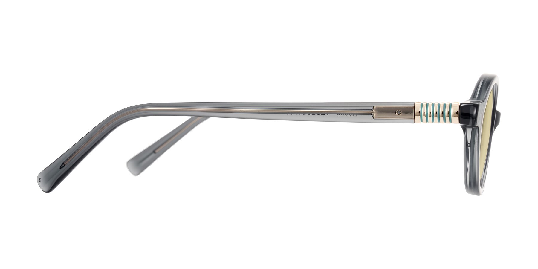 Side of Noelle in Transparent Gray with Light Champagne Tinted Lenses