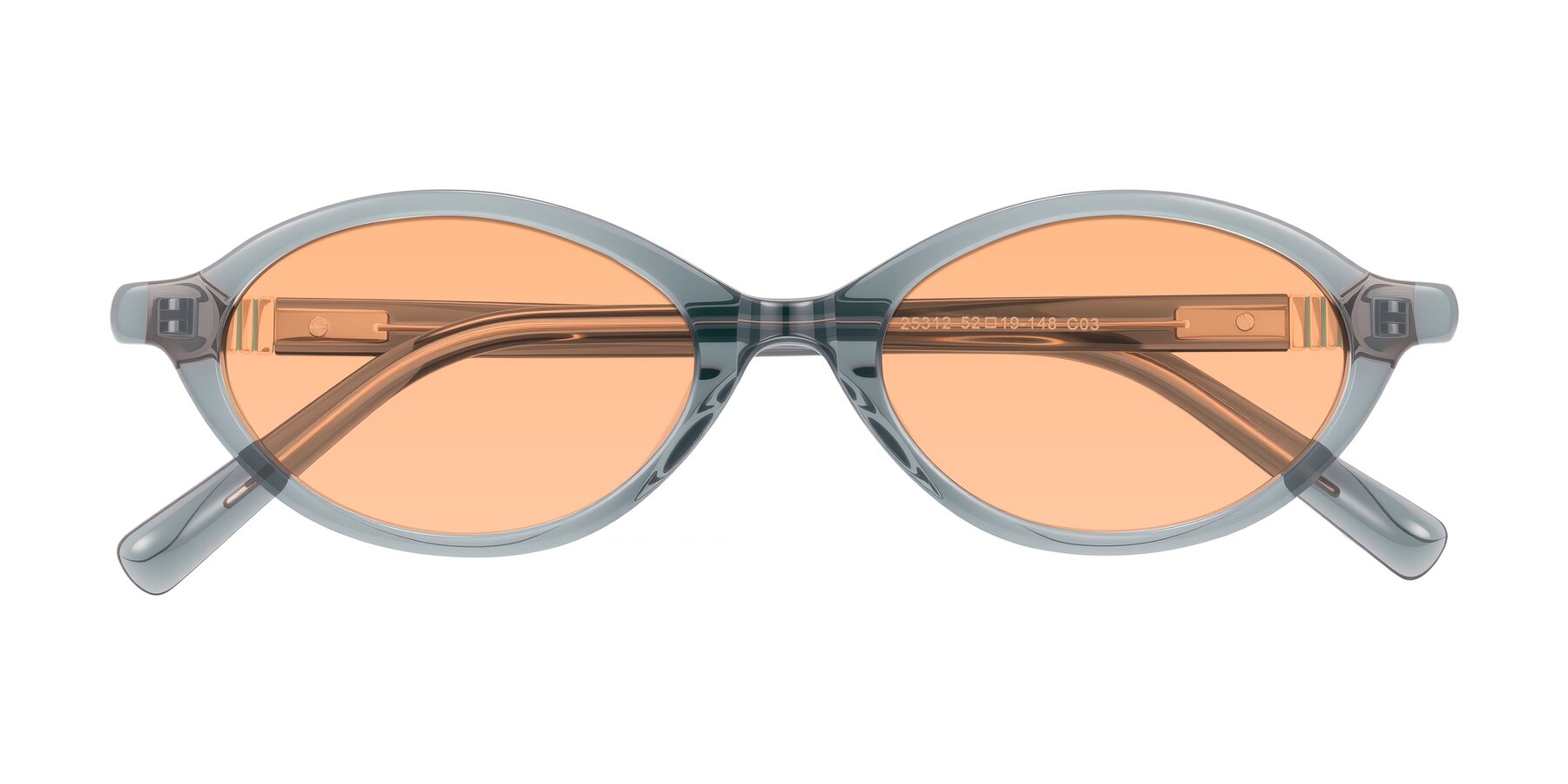 Folded Front of Noelle in Transparent Gray with Light Orange Tinted Lenses