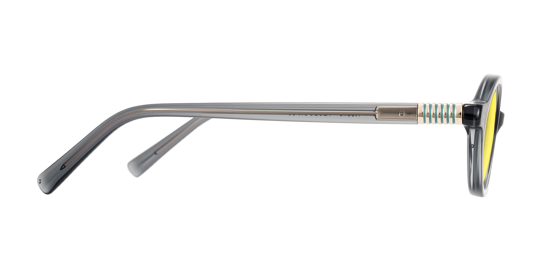 Side of Noelle in Transparent Gray with Medium Yellow Tinted Lenses