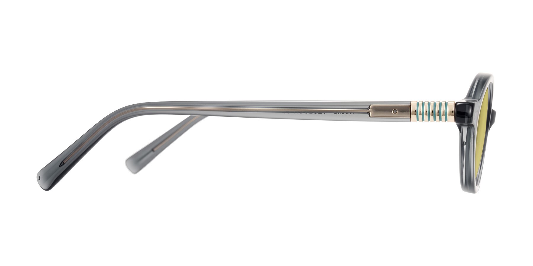 Side of Noelle in Transparent Gray with Medium Champagne Tinted Lenses