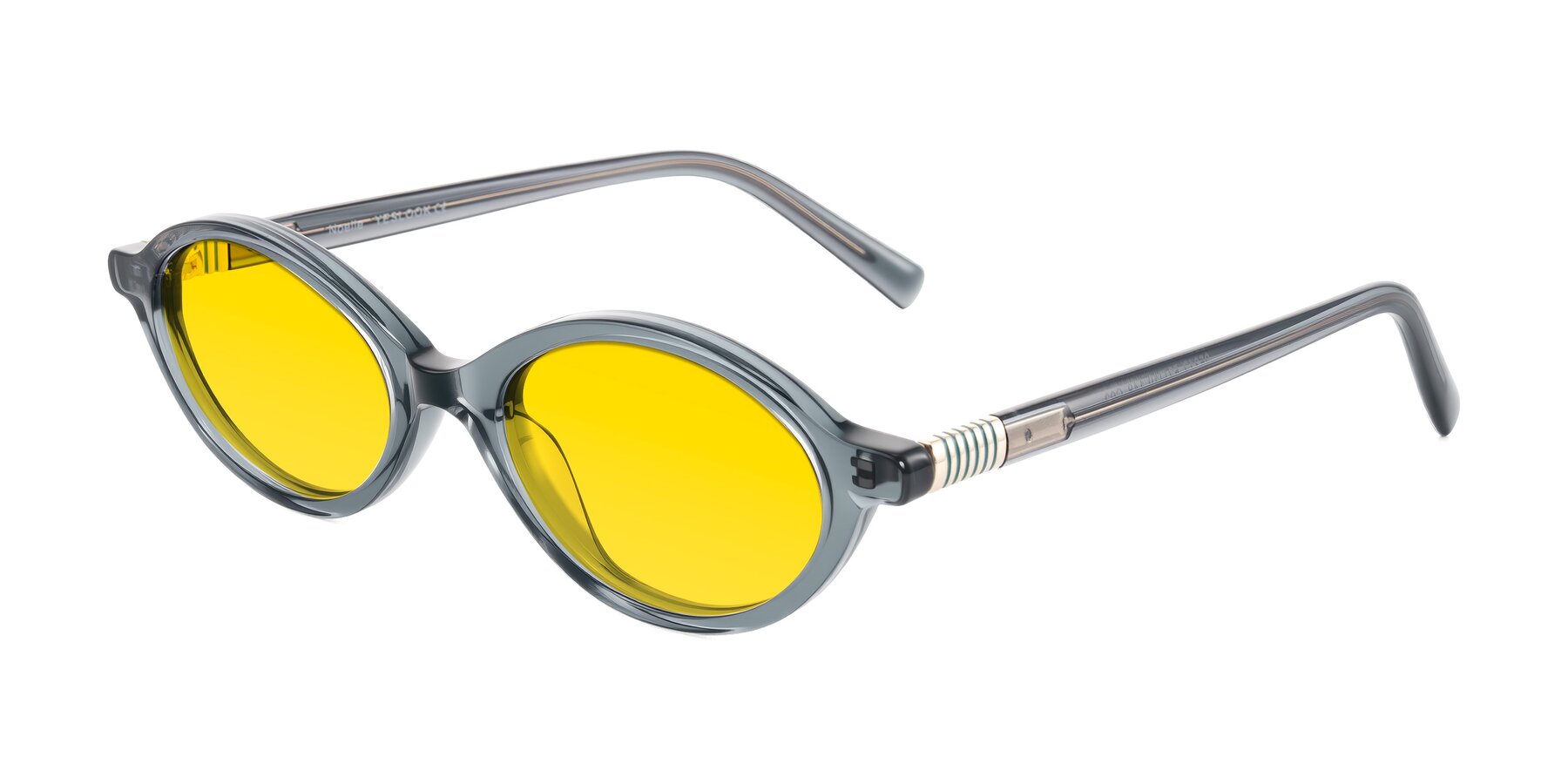 Angle of Noelle in Transparent Gray with Yellow Tinted Lenses