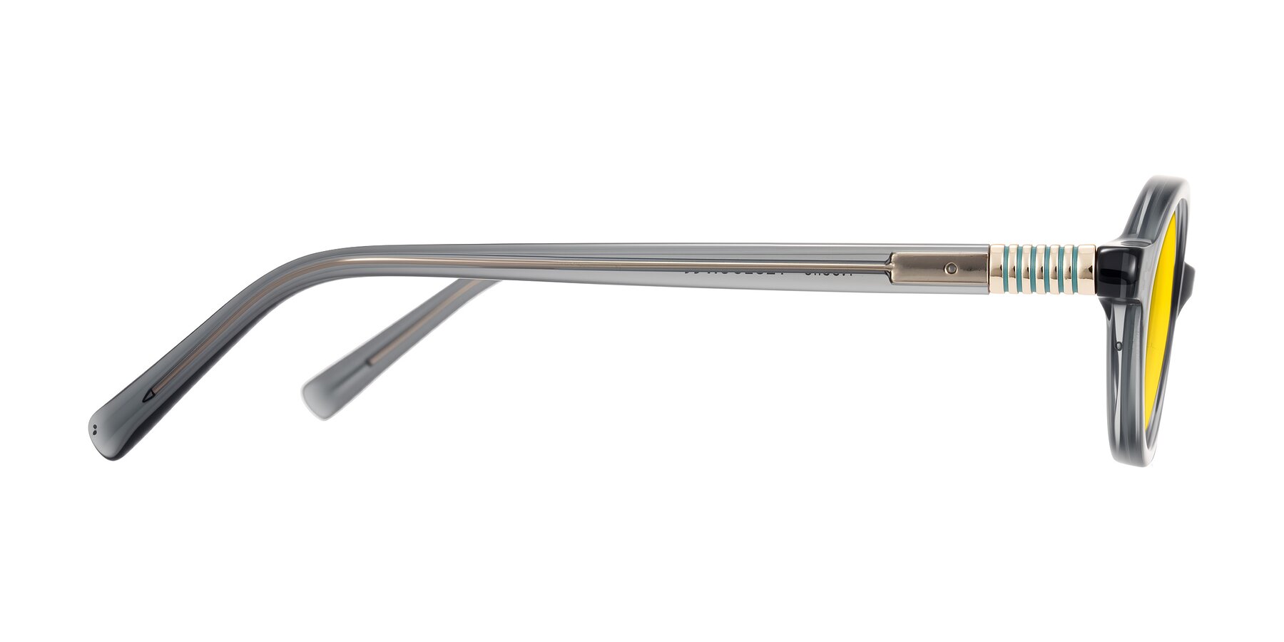 Side of Noelle in Transparent Gray with Yellow Tinted Lenses