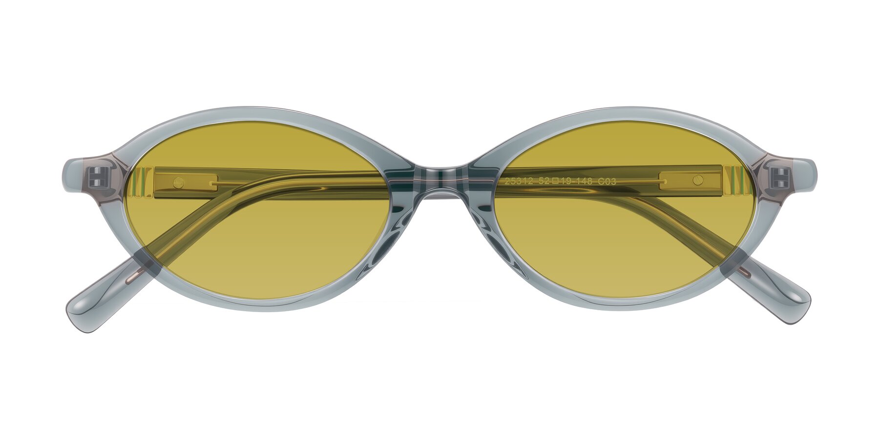 Folded Front of Noelle in Transparent Gray with Champagne Tinted Lenses