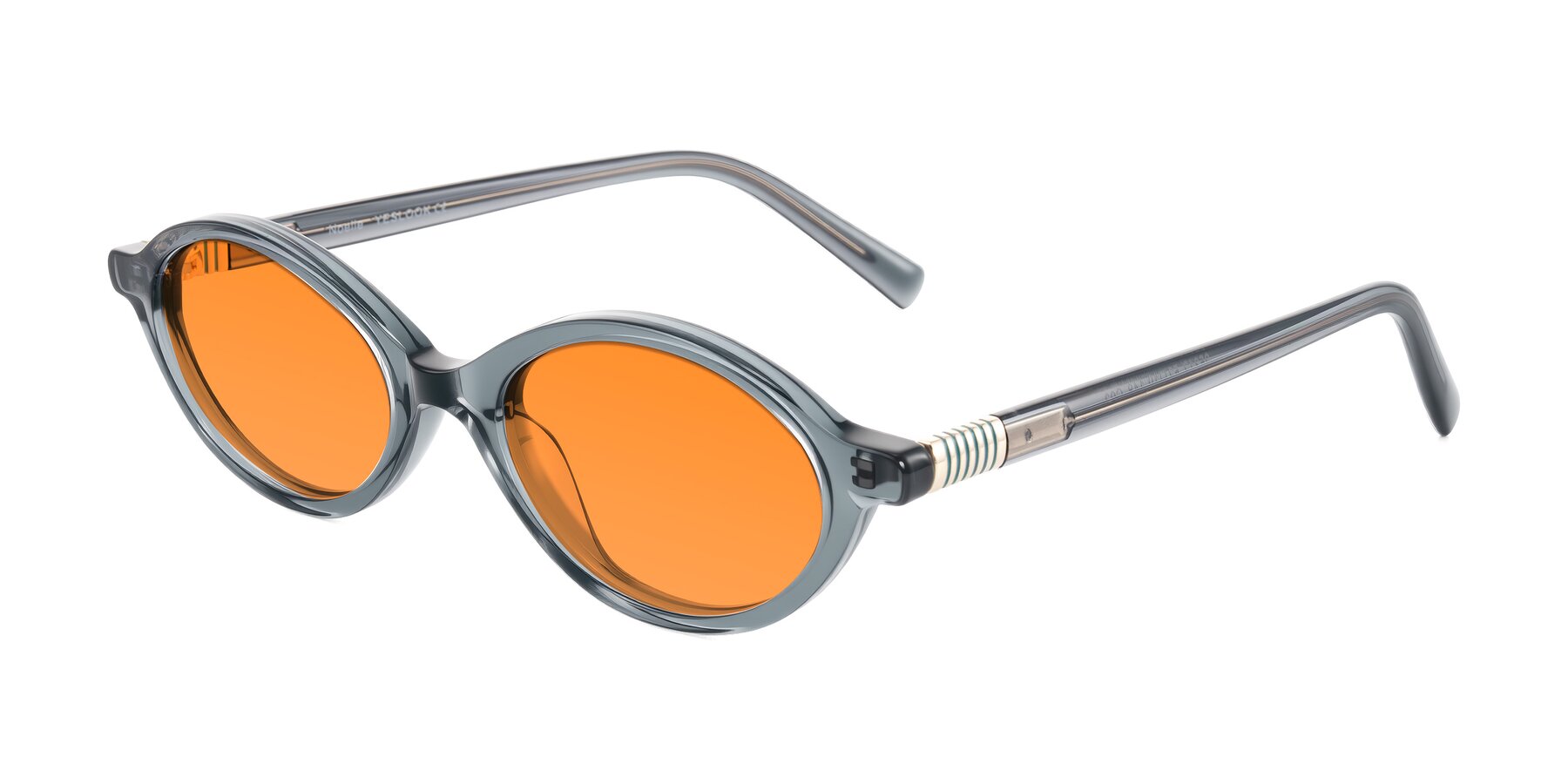 Angle of Noelle in Transparent Gray with Orange Tinted Lenses