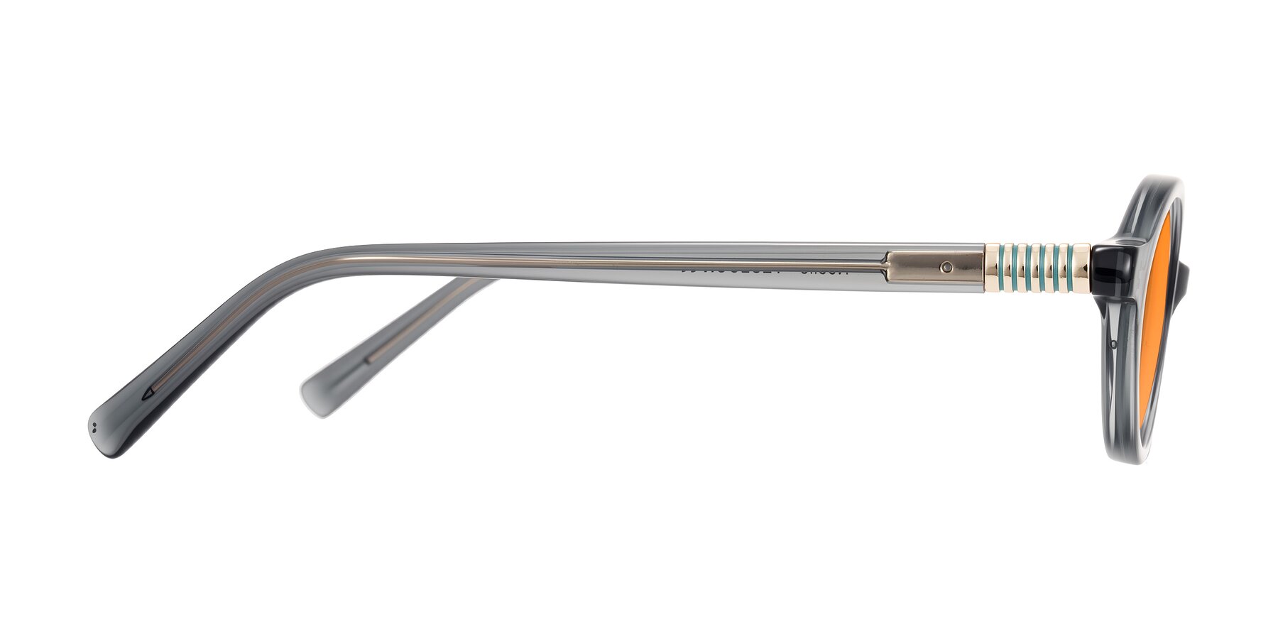 Side of Noelle in Transparent Gray with Orange Tinted Lenses