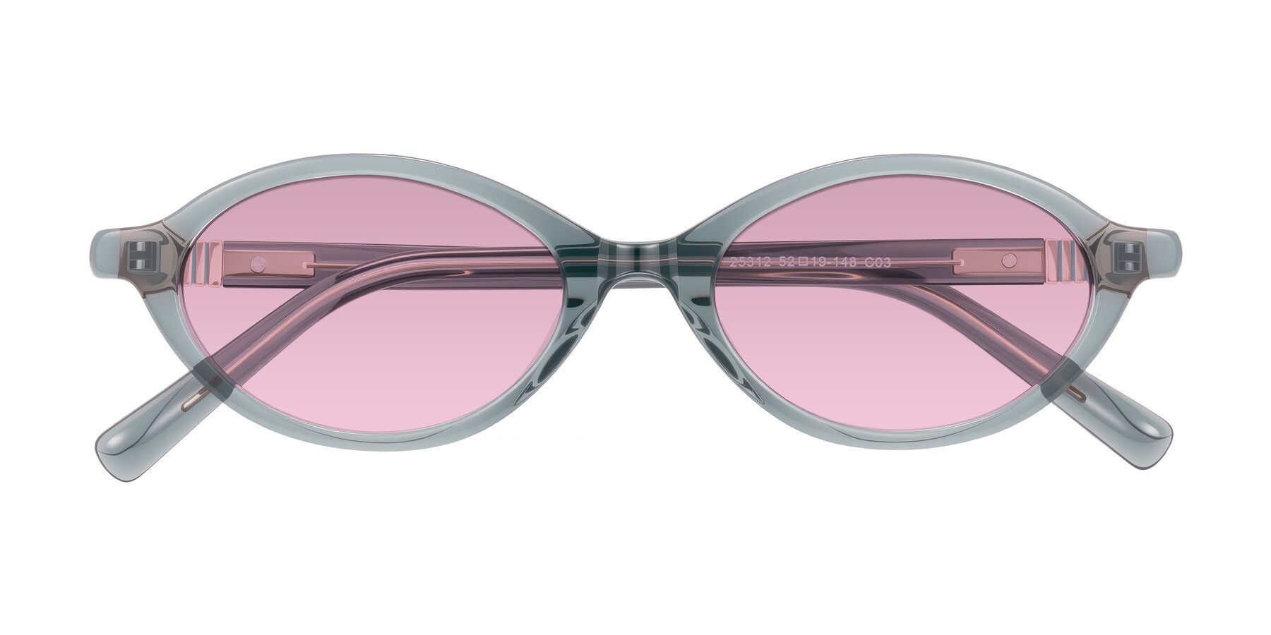 Folded Front of Noelle in Transparent Gray with Light Wine Tinted Lenses