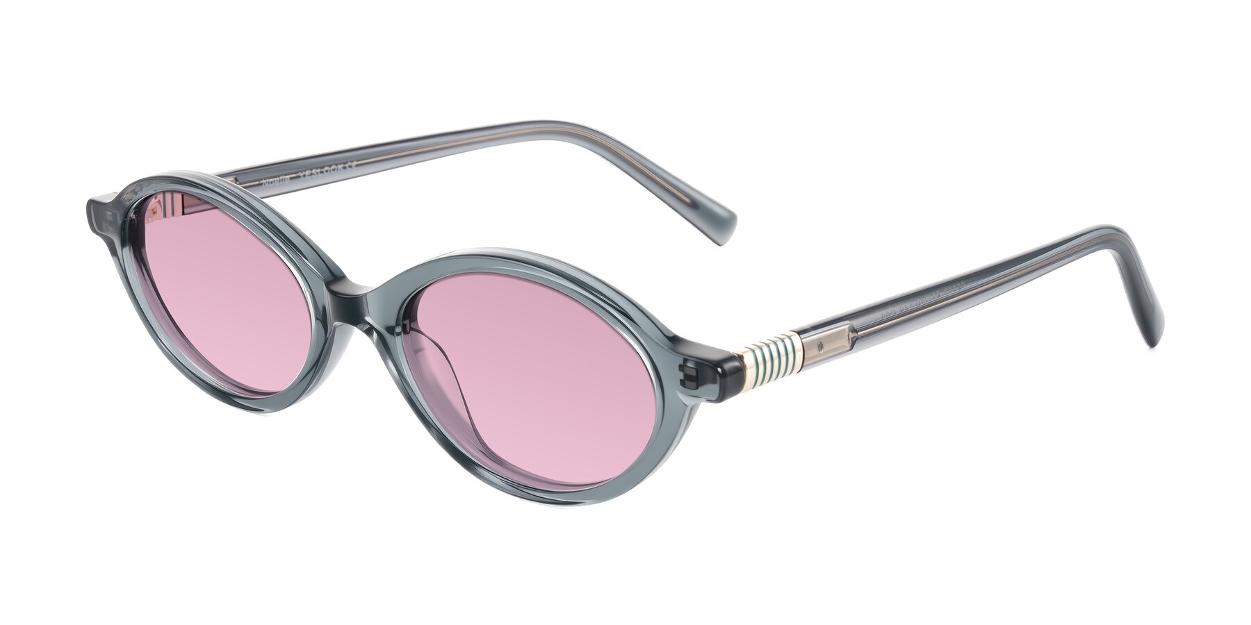 Angle of Noelle in Transparent Gray with Light Wine Tinted Lenses