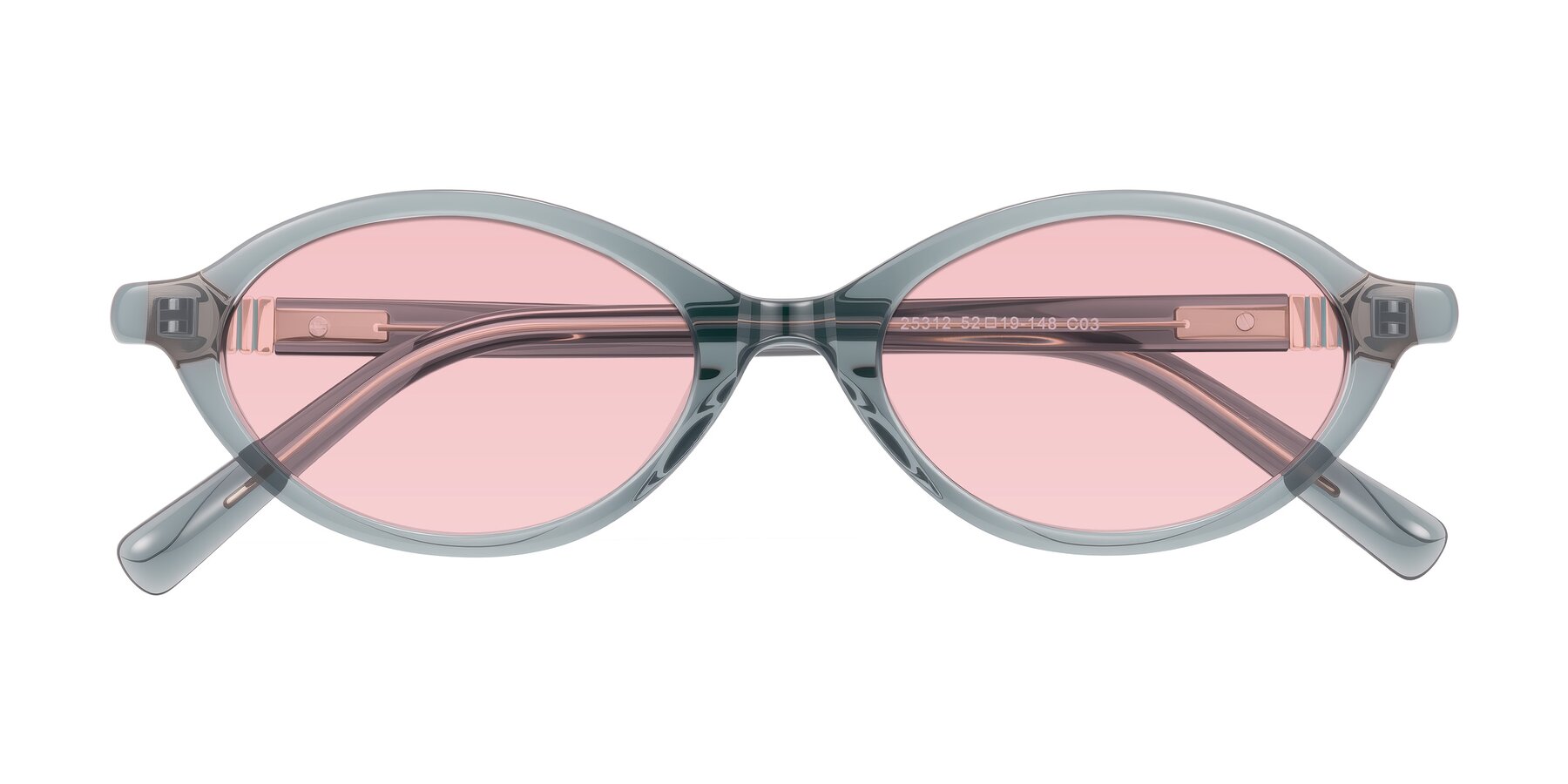 Folded Front of Noelle in Transparent Gray with Light Garnet Tinted Lenses