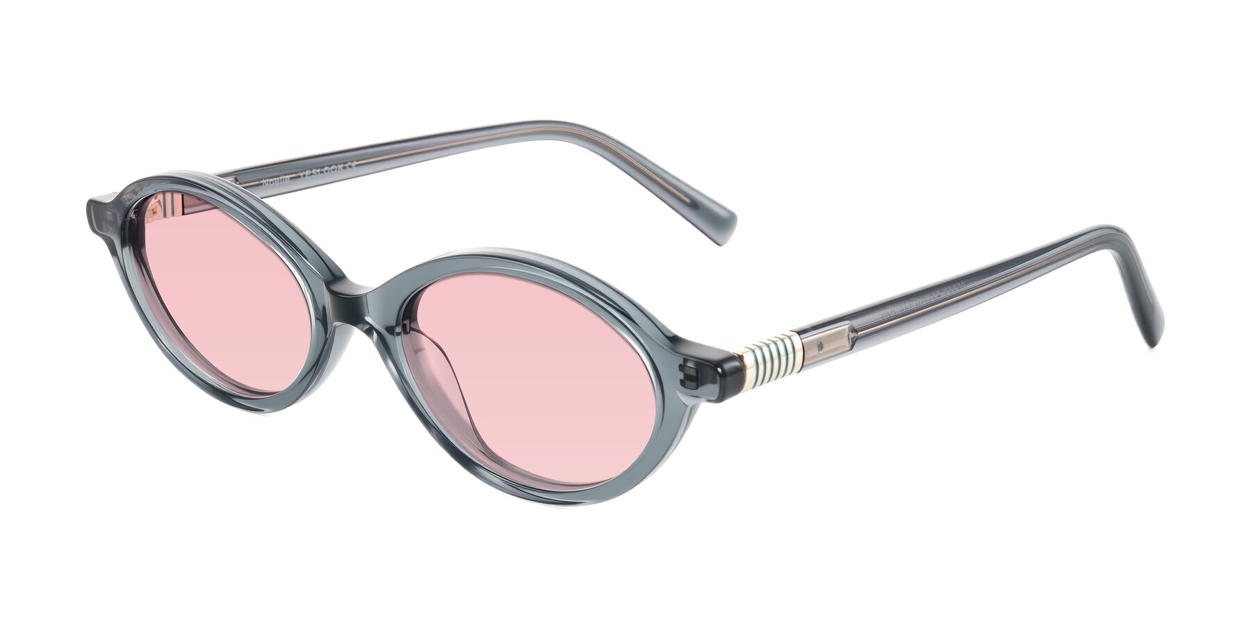 Angle of Noelle in Transparent Gray with Light Garnet Tinted Lenses