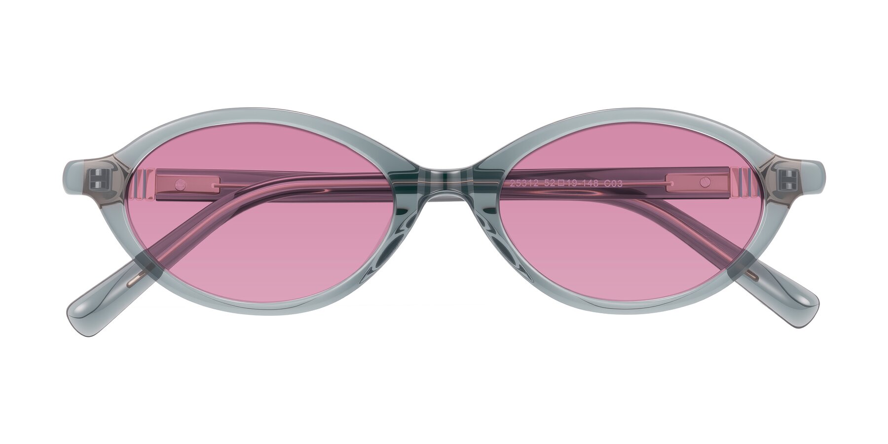 Folded Front of Noelle in Transparent Gray with Medium Wine Tinted Lenses