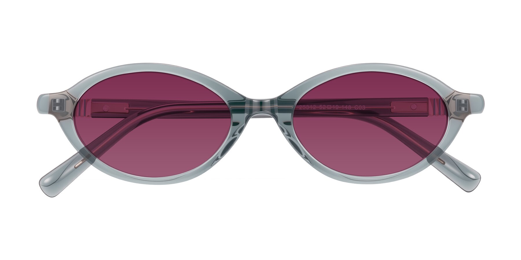 Folded Front of Noelle in Transparent Gray with Wine Tinted Lenses