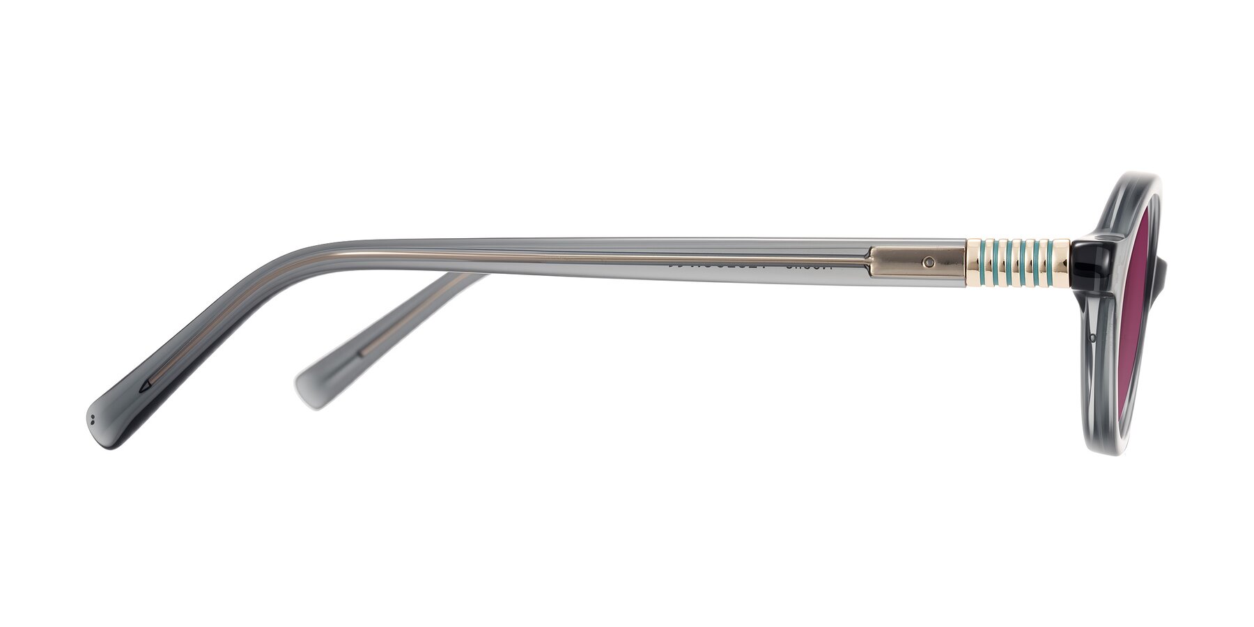 Side of Noelle in Transparent Gray with Wine Tinted Lenses