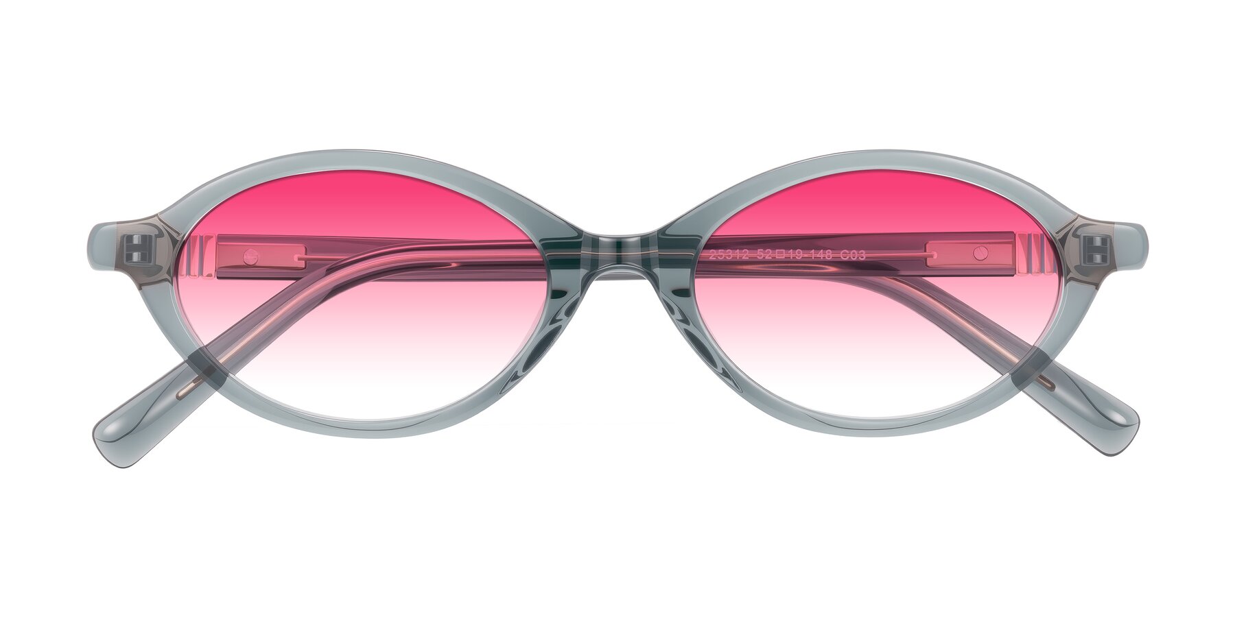 Folded Front of Noelle in Transparent Gray with Pink Gradient Lenses