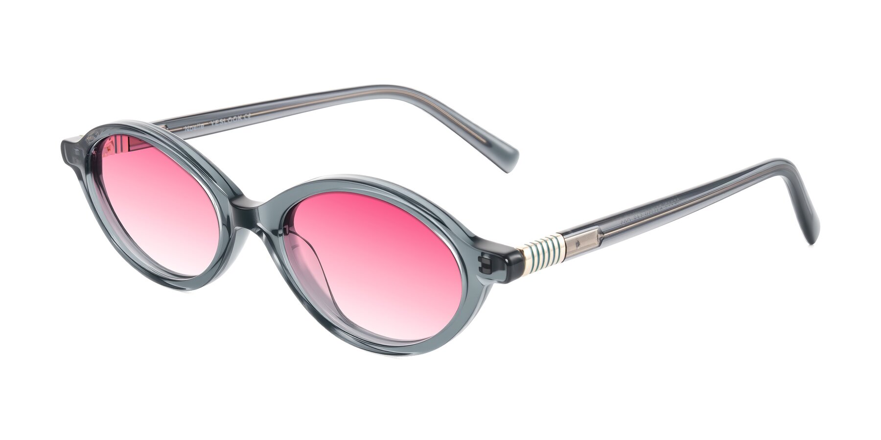 Angle of Noelle in Transparent Gray with Pink Gradient Lenses