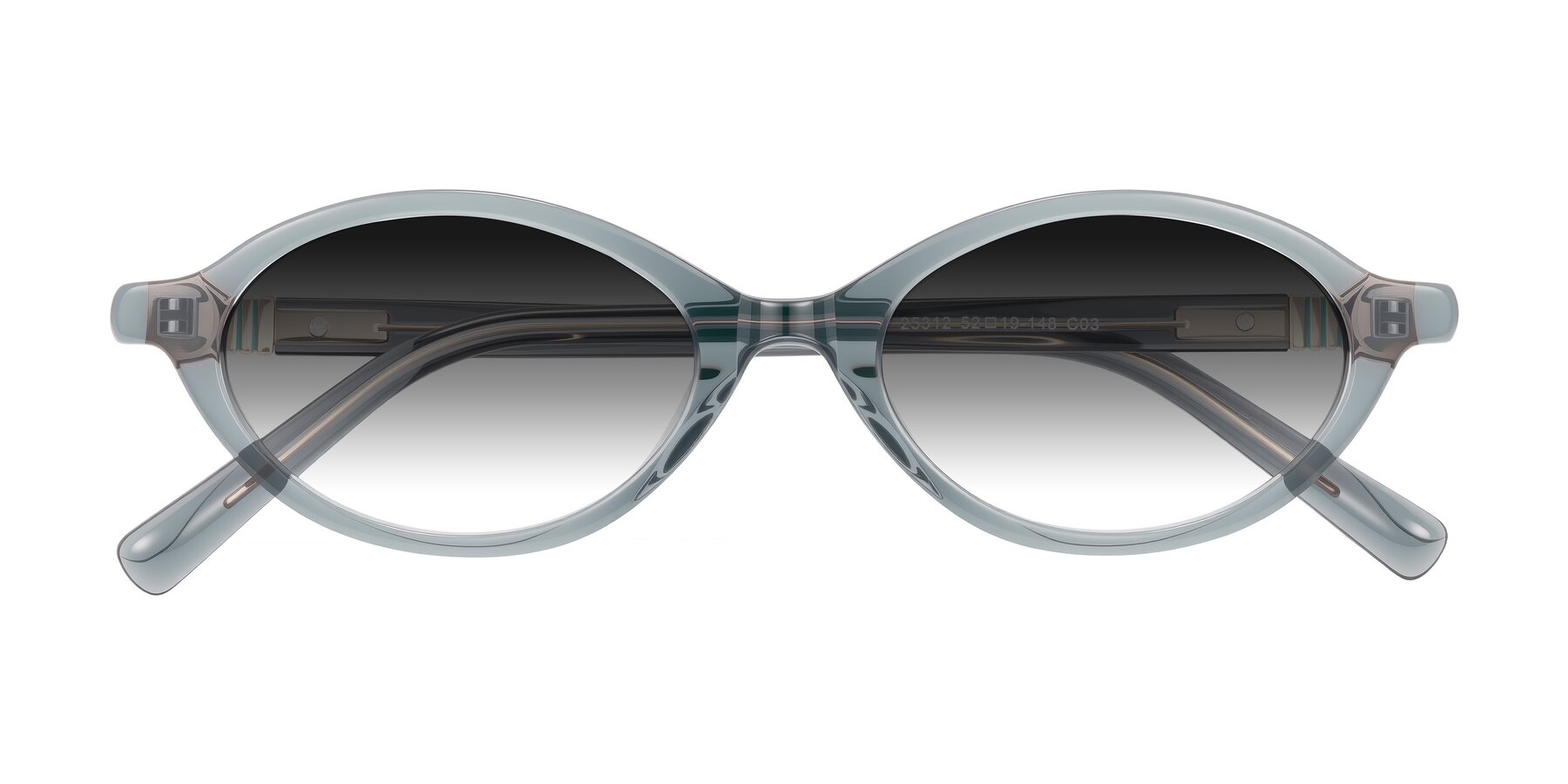 Folded Front of Noelle in Transparent Gray with Gray Gradient Lenses