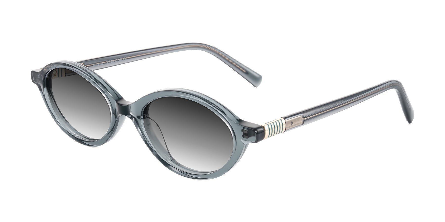 Angle of Noelle in Transparent Gray with Gray Gradient Lenses