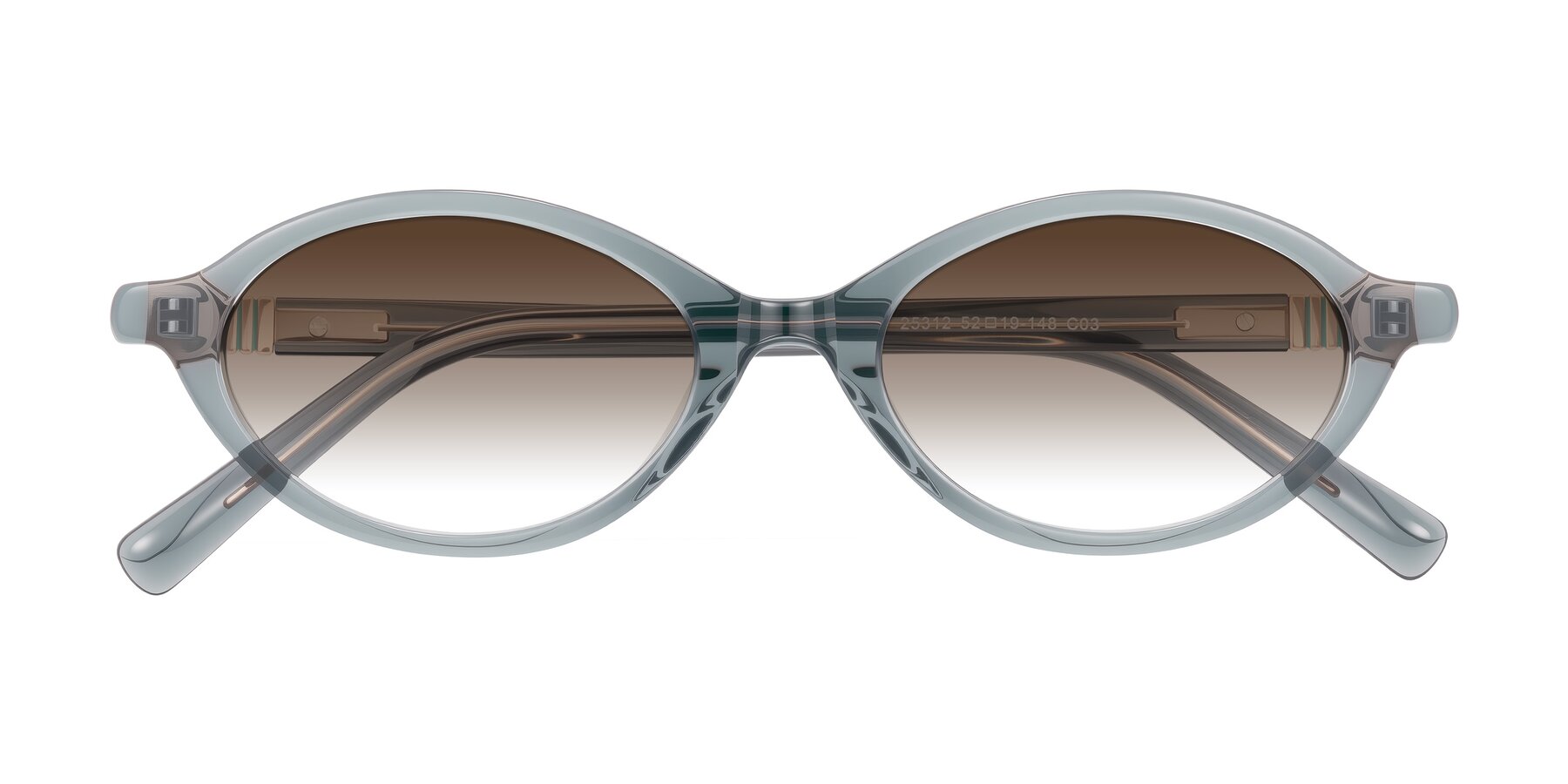 Folded Front of Noelle in Transparent Gray with Brown Gradient Lenses