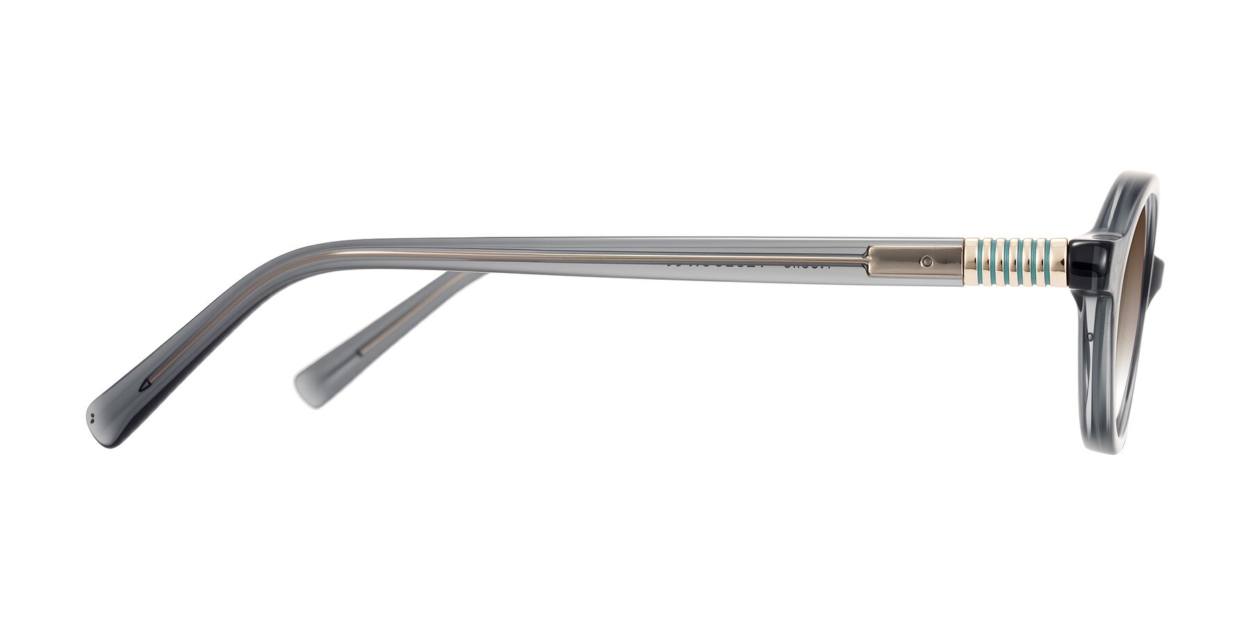 Side of Noelle in Transparent Gray with Brown Gradient Lenses