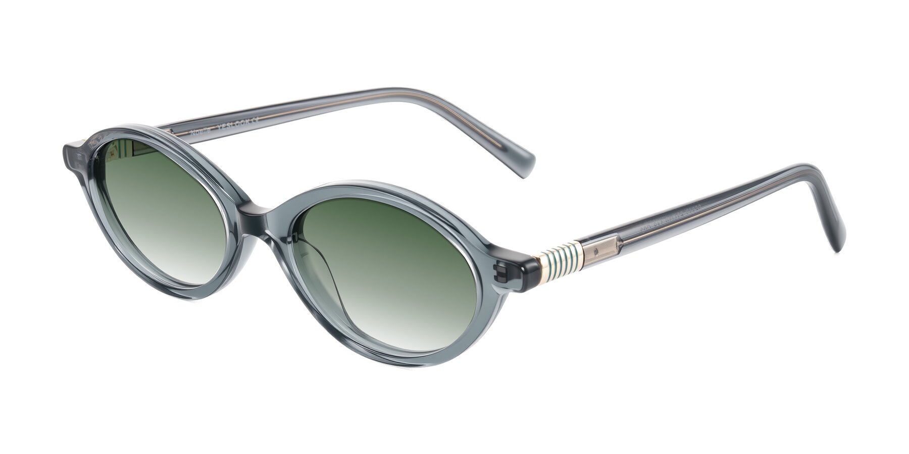 Angle of Noelle in Transparent Gray with Green Gradient Lenses