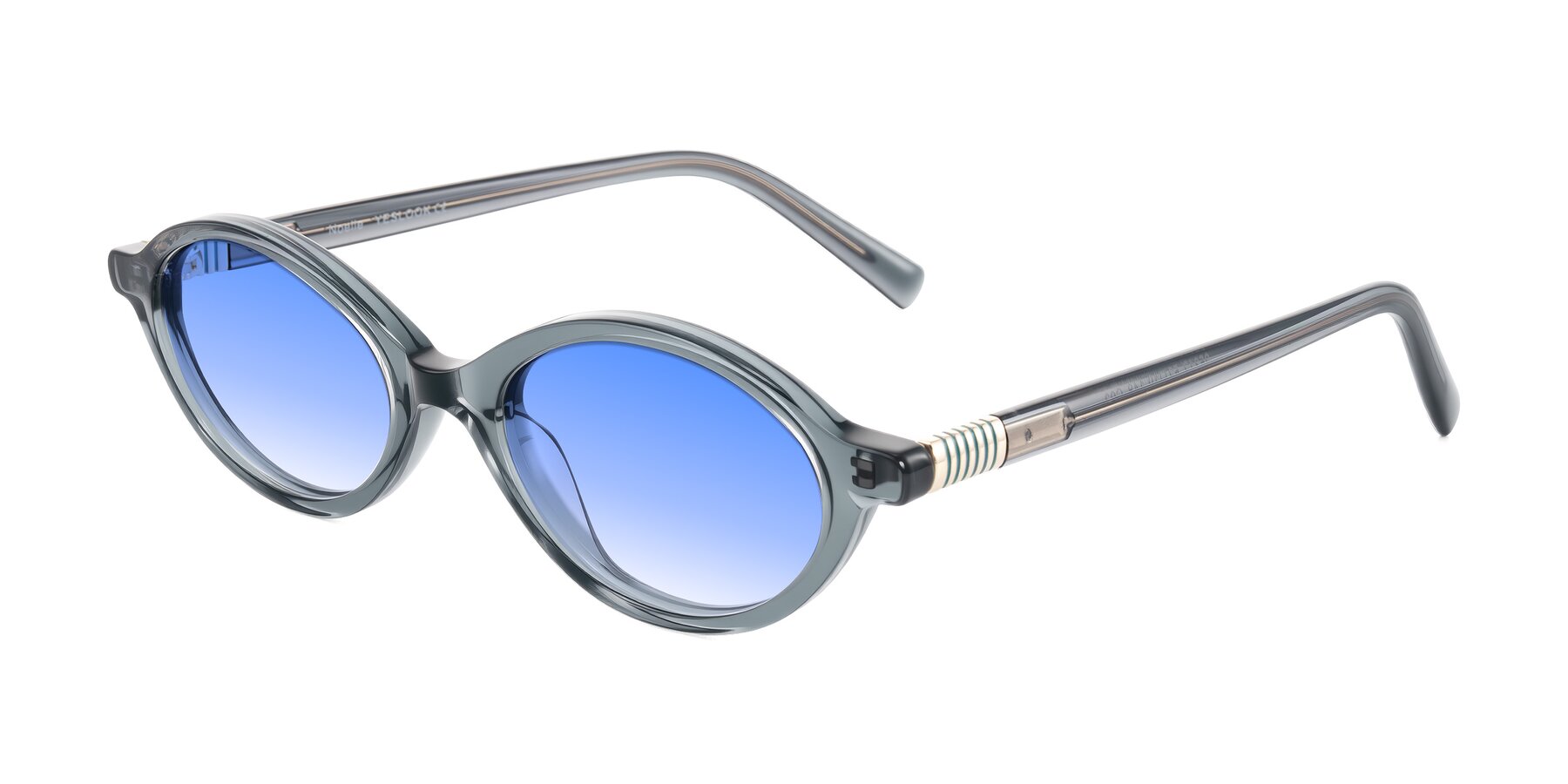 Angle of Noelle in Transparent Gray with Blue Gradient Lenses
