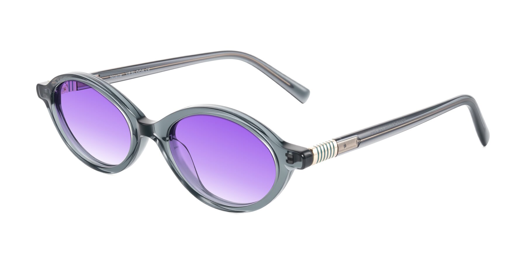 Angle of Noelle in Transparent Gray with Purple Gradient Lenses